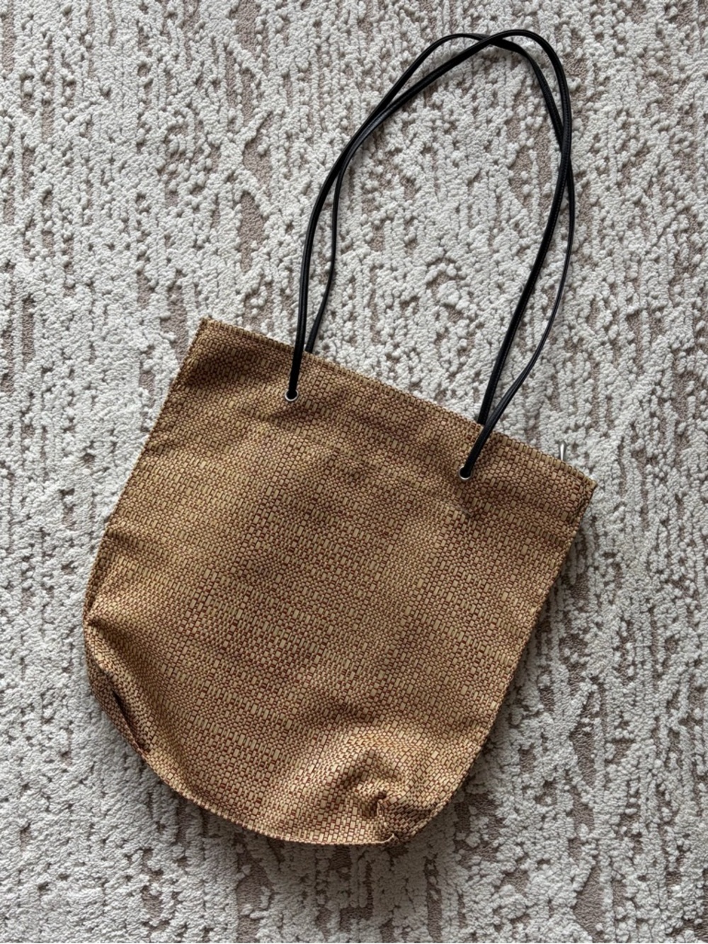 Chilewich Brown Woven Tote with Black Shoulder Straps
